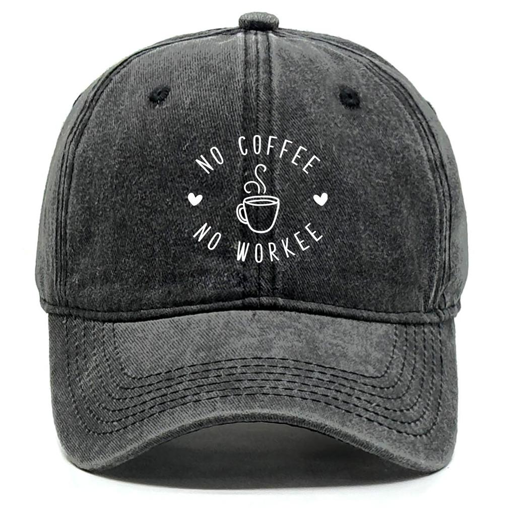 NO COFFEE NO WORKEE" Print Adjustable Baseball Cap, Trucker Hat Lightweight Non-Stretch Fabric Sun Protective Leisure Snapback Sun Hat