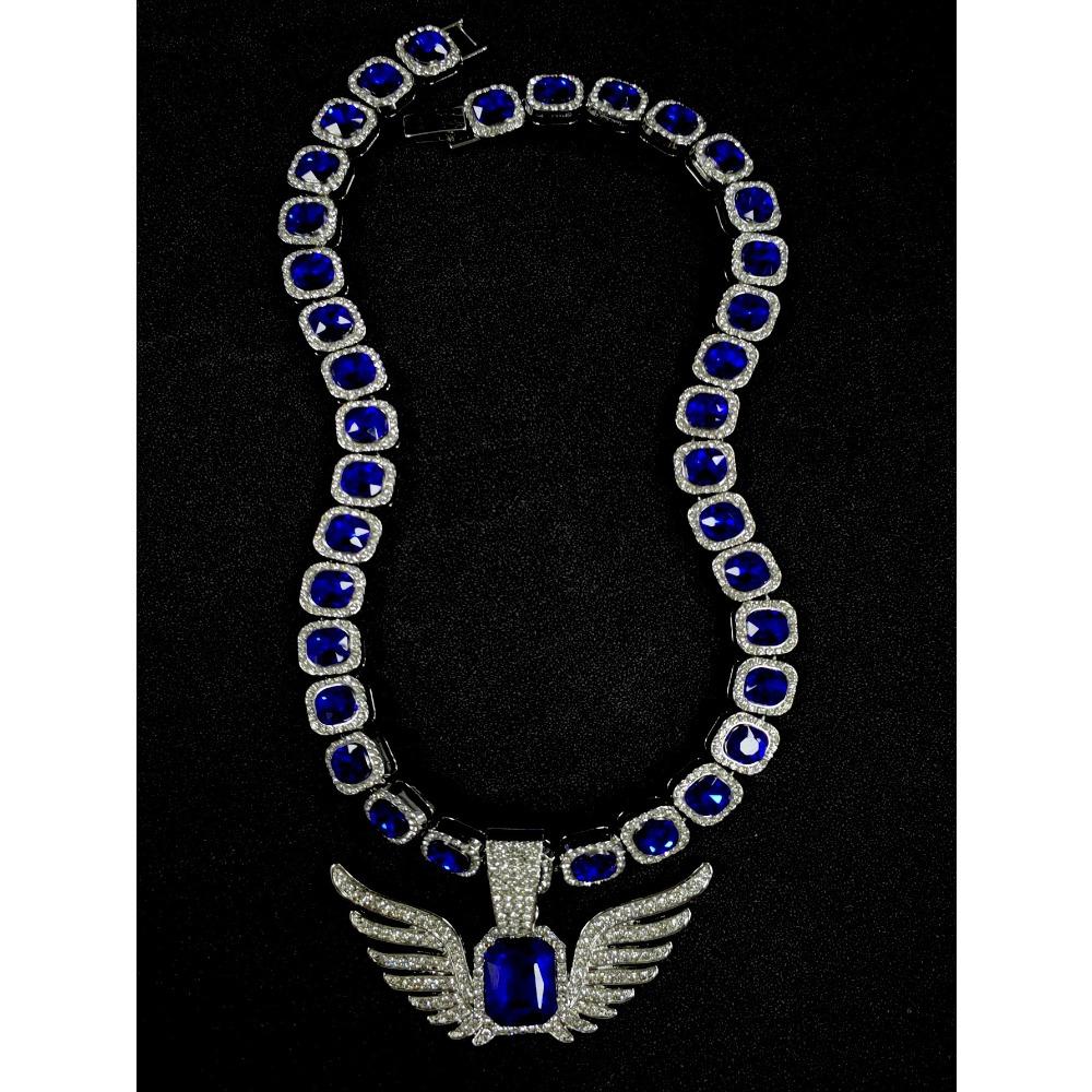 Light Luxury Niche Men's and Women's Fashionable Angel Wing Pendant, Ins, Wing Pendant, Emerald, Hip-hop, Rock Sugar Cuban Chain