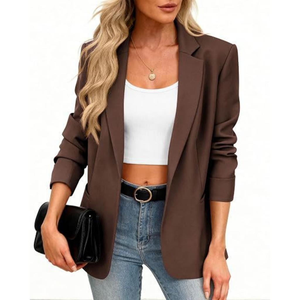 Women's Business Casual Long Sleeve Lapel Collar Jacket for Work Wear