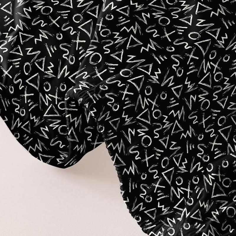 1 Black Background Matte Bed Sheet With Random Patterns, Bedroom Printed Bed Cover, Bedding (Excluding Pillowcases)