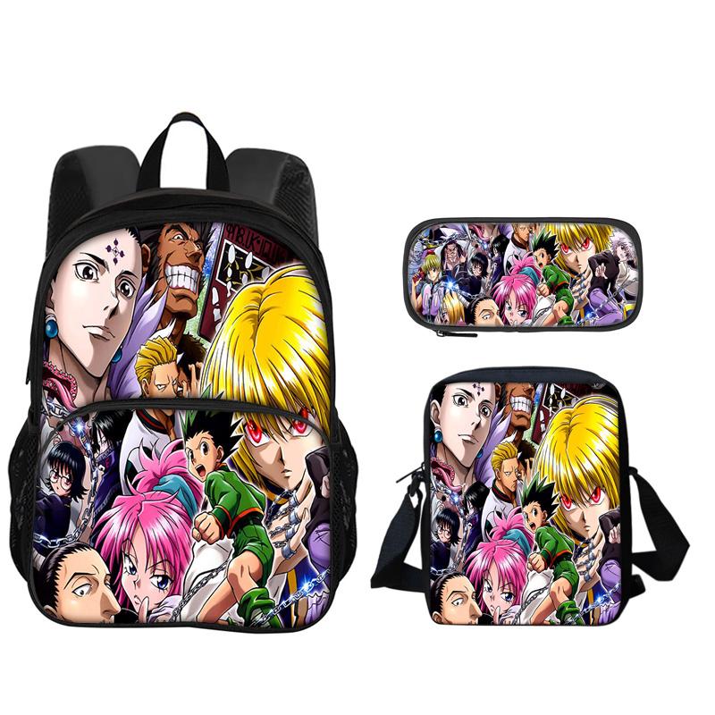 JoJo's Bizarre Adventure Knapsack Pen Carrier Carry Bag 3pcs Set Versatile Spacious Boys Plus Girls School Birthday Best Gift