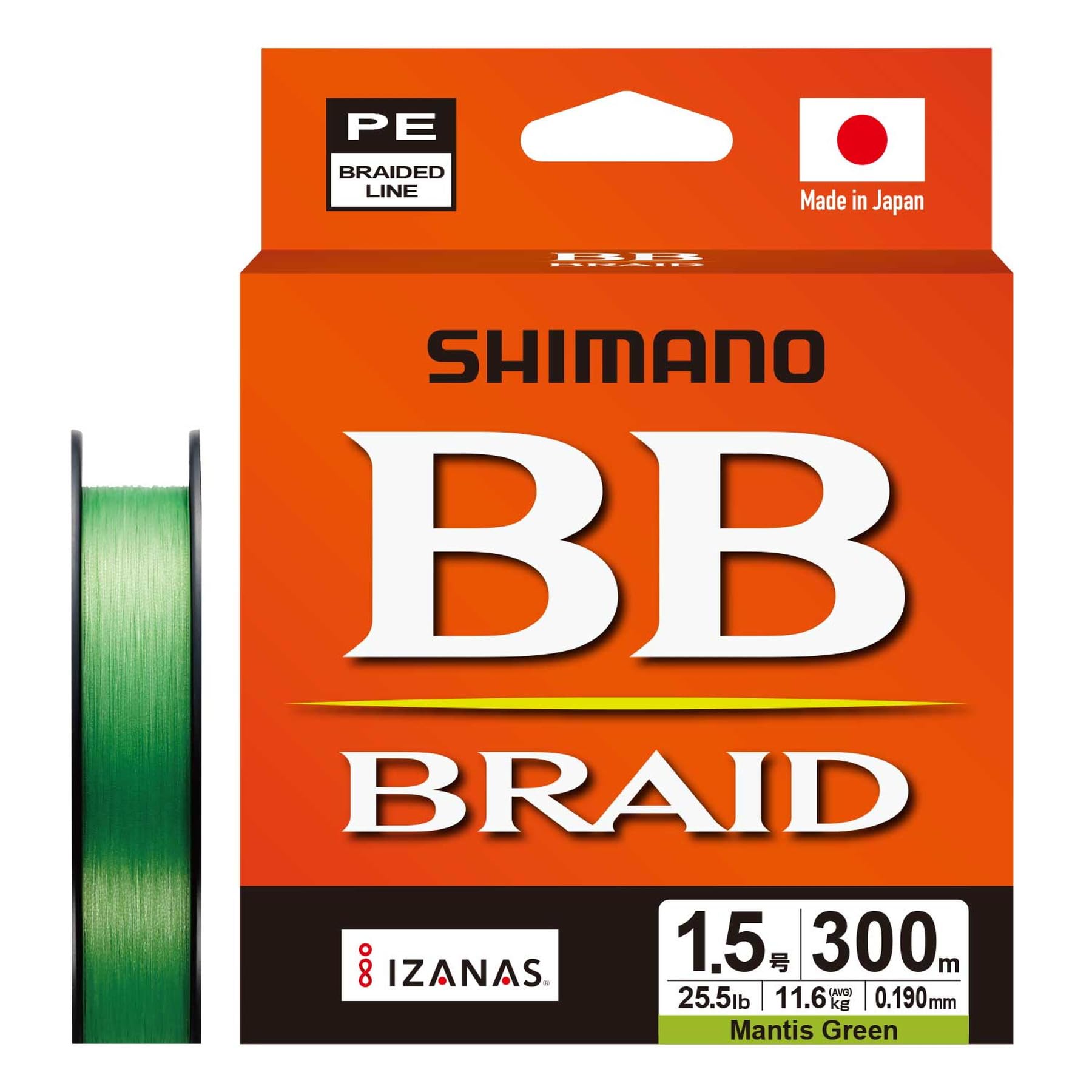 Shimano PE BB Mantis Green Line, Braid, 300m, LD-M74Y, 1.5,