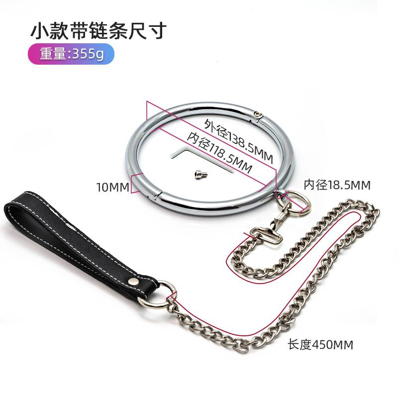 New Metal Male Female Lockable Neck Collar Hex Wrench Restraint Bondage Locking Choker O-Rings Chain SM Couple Game Adult Toys18