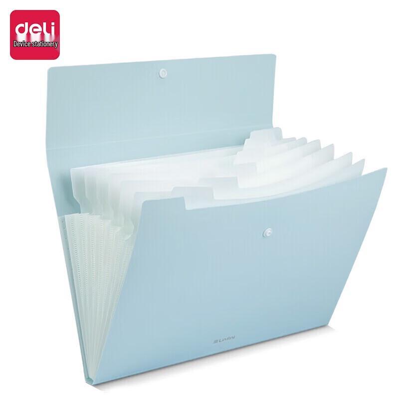 Deli LeSu Series 8-Compartment A4 Accordion File Folder небесно-голубой