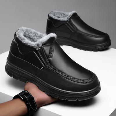 Winter Leather Snow Boots Men's Non-slip Warm Medium Casual Large Size Light Sole Comfortable Men's Boots