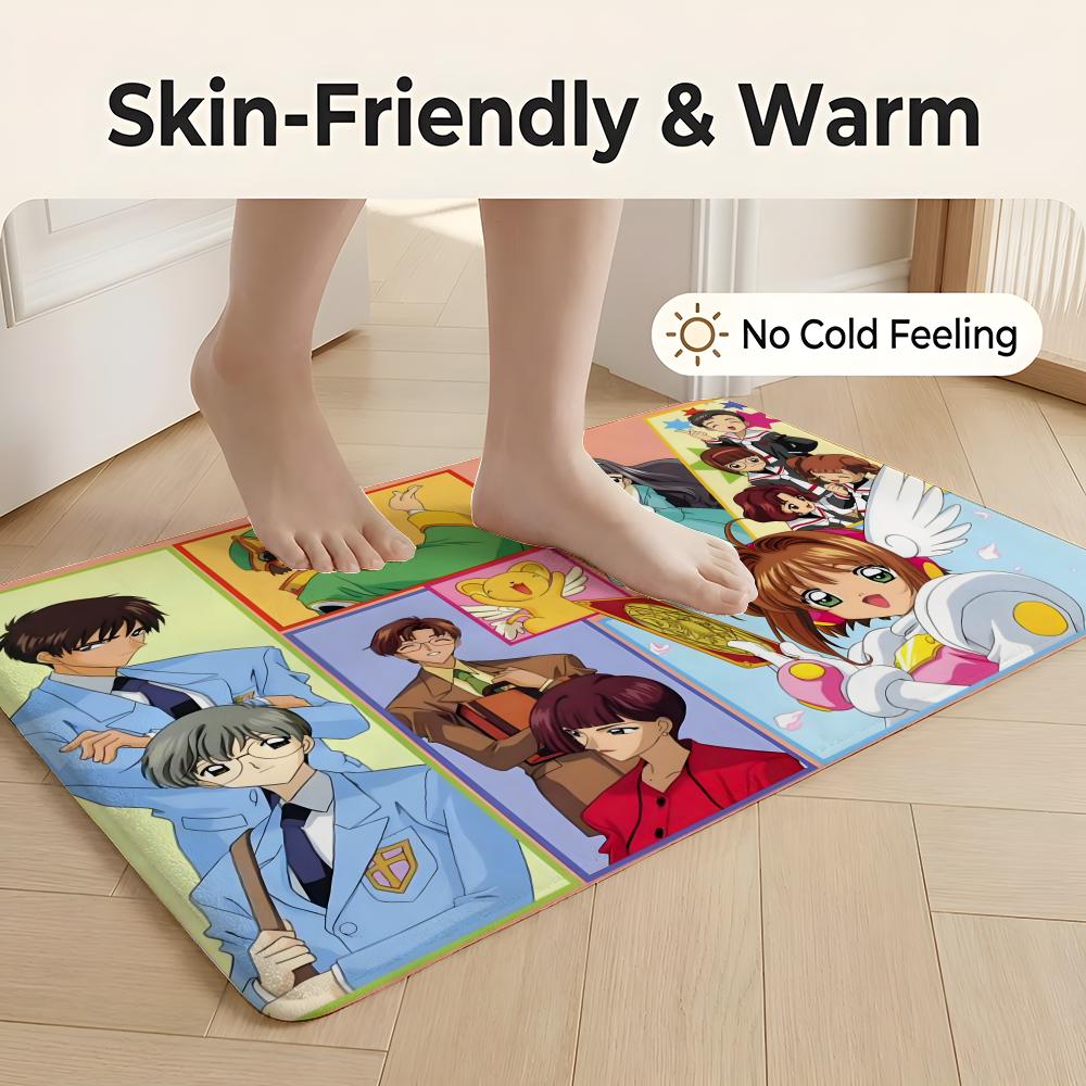 Floor Mat Soft Flannel Rug Non Slip Absorbent Mat for Bathroom Bedroom Home Decor C Cardcaptor S Sakura Cartoon