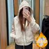 Womens Oversized Zip-Up Hooded Sweatshirt Cotton Blend Loose Fit Casual Jacket Daily Wear
