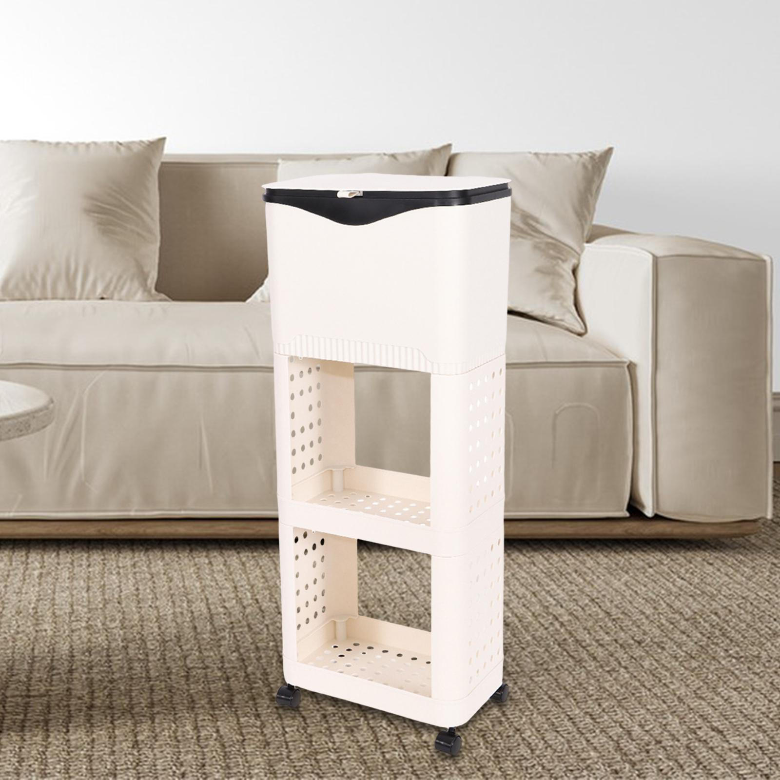 

Kitchen Trash Can Garbage Bin with Rack Space Saving Organizer Narrow Waste Basket for Dorm Laundry сірий