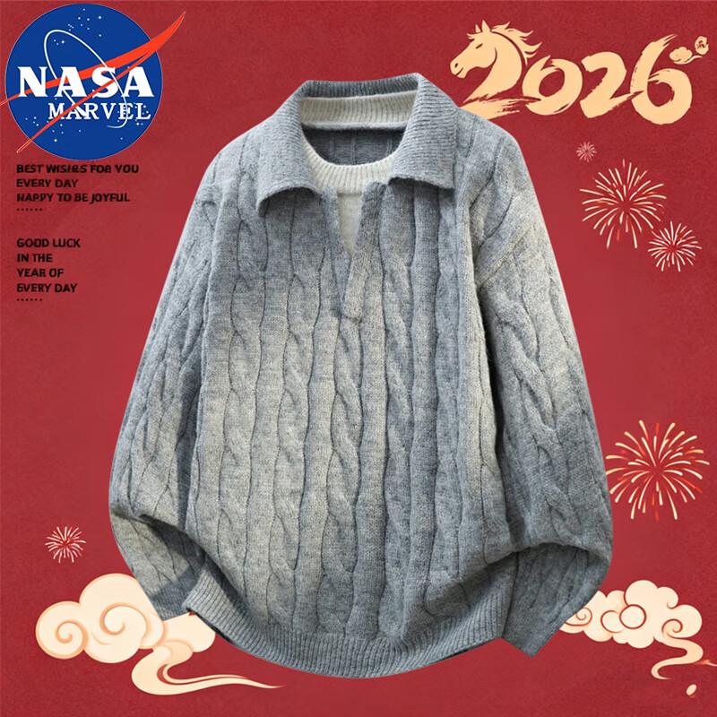 

NASA MARVEL Men s Faux Two-Piece Knit Sweater L
