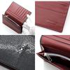 [Revetta] Stingray Leather Long Wallet, Slim Wallet, Wine Red Leather Interior, Galusha (Stingray) Leather, Black, Men's, with Coin Pocket, Genuine Le