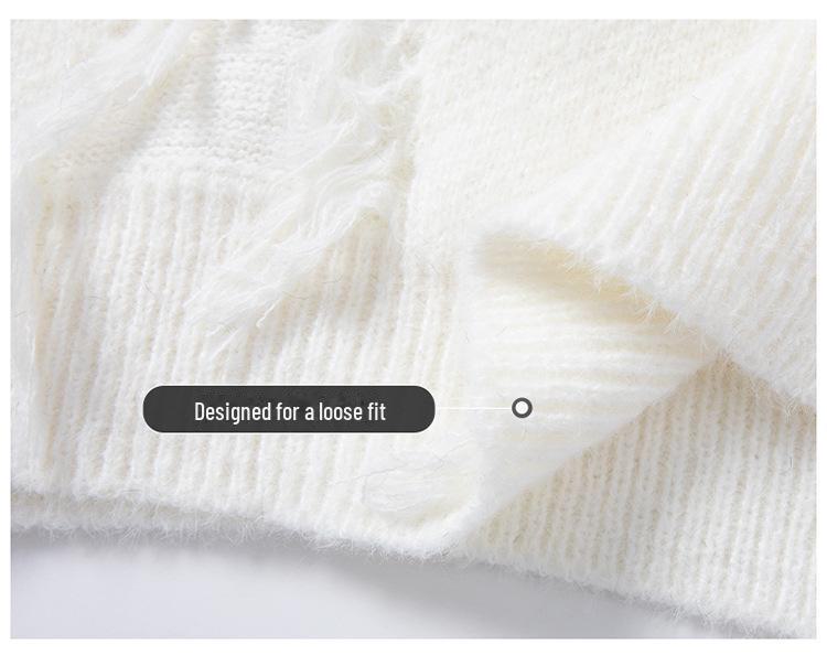 Męski sweter pulower z okrągłym dekoltem - Jesień/Zima 2024, Modny luźny krój, Styl lazy, 688P51