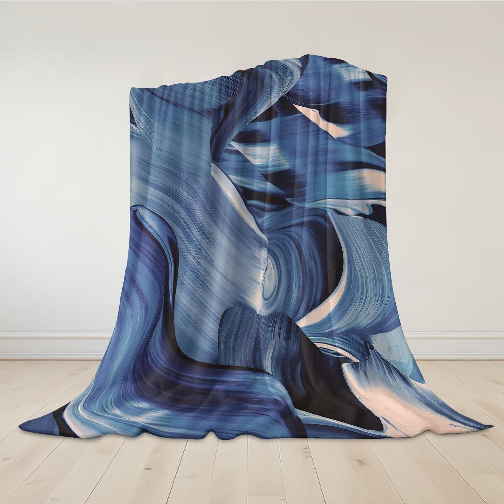Blue Swirls Flannel Blanket Warm Soft Halloween Christmas Couch Warm Cozy Decorative Decor Gift for All Season