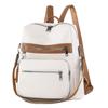 Contrast Color Women Soft Leather Tassel Backpack Simple Outdoor Travel Backpack
