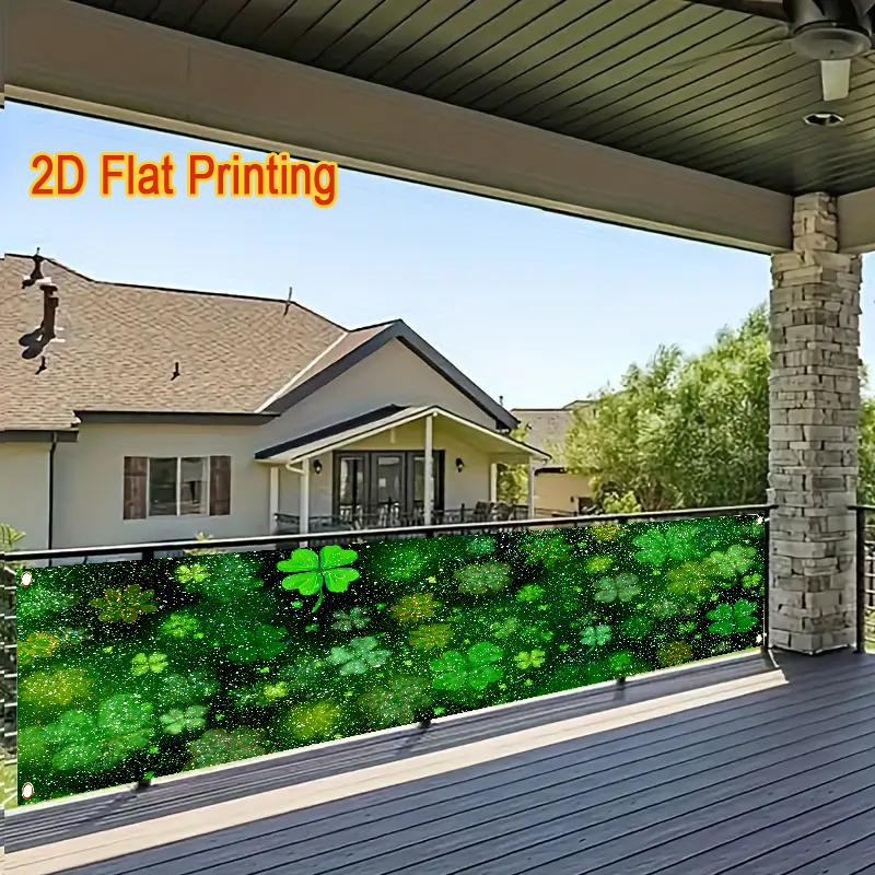 Patterned Polyester Fence Banner, Festive Durable Design, Outdoor Lawn Wall Holiday Celebration Party Supplies