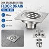 304 Stainless Steel Shower Floor Drain Square Bathroom Waste Grate Large Flow Anti Odor Hair Strainer Cesspit Cover Tile Ert