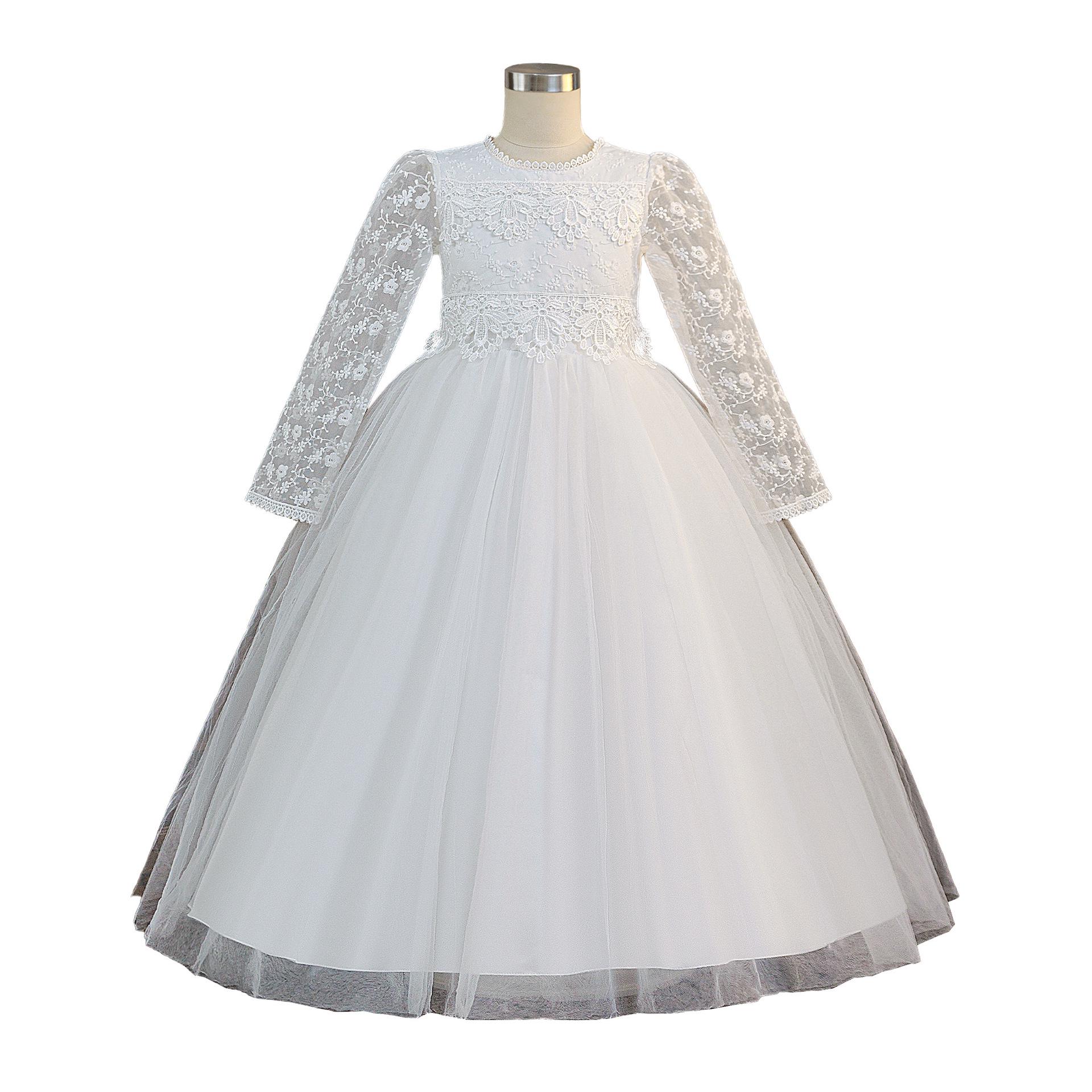 

Long Sleeve Girls Tulle Princess Flower Girl Formal Dress 150cm-10Y
