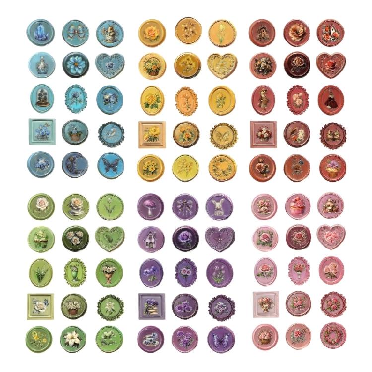 

Pack of 90 Flower Design Waterproof Sealing Sticker Great for Handmade Projects and Decoration Seal Label Sticker Set 1