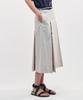 City Breeze Cotton Pleated Belted Long Skirt_Light Grey