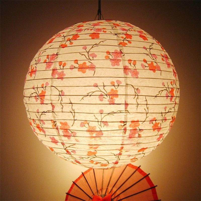 5pcs 30cm Printed Flower Round Paper Lantern Wedding Birthday Party Decorations Chinese Japanese Festival Paper Lantern Supplies