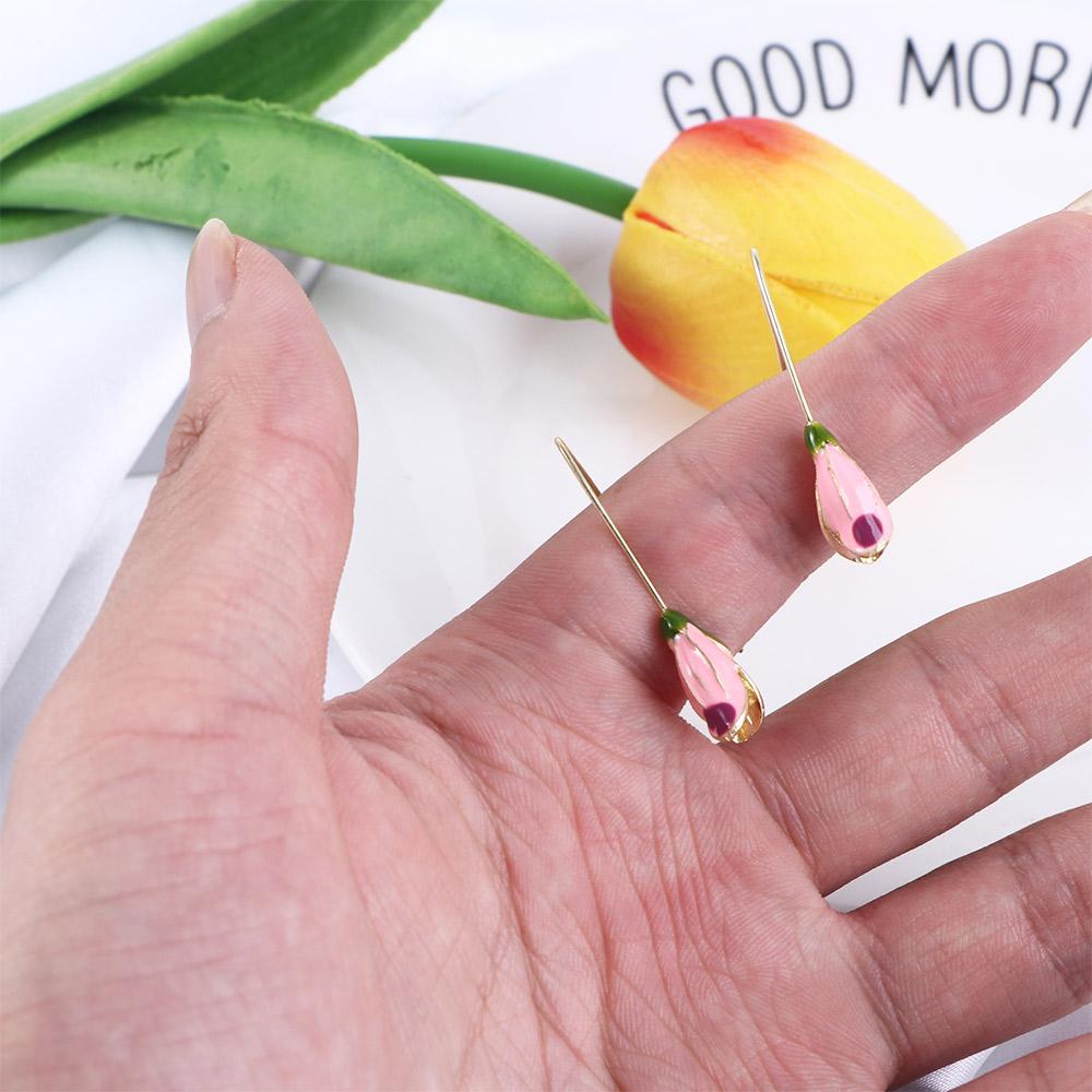 Temperament Tulip Dangle Women's Earrings Tulip Earrings Long Hook Earrings Korean Style Earrings