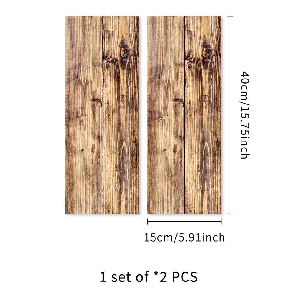 2Pcs 40X15cm PVC Wood Grain Wall Self-Adhesive Sticker Waterproof Living Room Bedroom Wall Decoration Floor Stickers