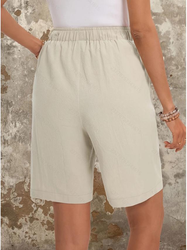 Damen Sommer Shorts in Unifarbe mit elastischem Bund und Schrägtaschen - Lässig & Bequem