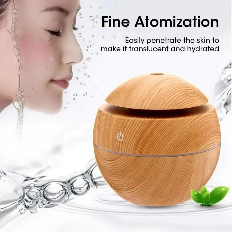 Mini Electric Humidifier for Bedroom Desktop Wood Grain USB Essential Oil Diffuser Cool Mist Sprayer Aromatherapy Air Humidifier