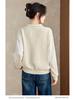 Women's Elegant Autumn Lapel Knitted Sweater, Fake Two-Piece Loose Top