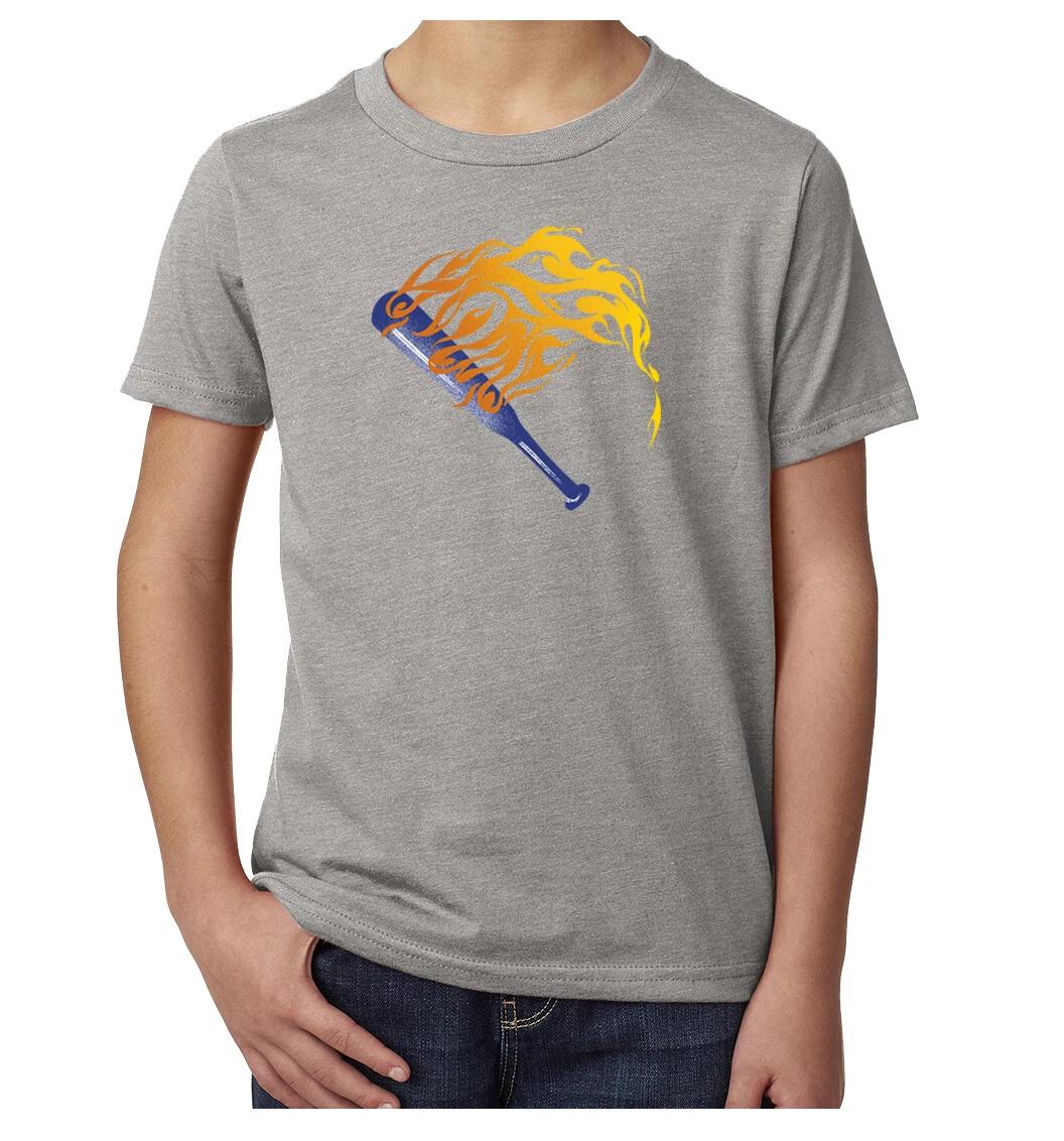 Flaming Baseball BaT-Shirt, Kid s Baseball T-Shirts, Cool Baseball Shirts S
