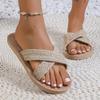 Women Slippers Summer Fashion Straw Sandals Flip Flops Indoor Outdoor Beach Slippers Casual Flat Slides Women Zapatos De Mujer