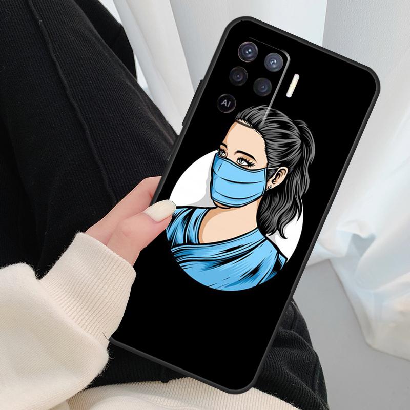 Cartoon Medicine Doctor Nurse Case For Oppo A40 A60 A80 A5 Pro A15 A16 A17 A57 A77 A94 A74 A54 A76 A96 A18 A38 A58 A78 A98