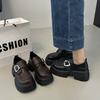 Black Platform Heightening Loafers Women's 2025 Summer New British Style Single Shoes French with Skirt Jk Small Leather Shoes