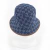 Pristine GUCCI hat GG Jacquard Lamb Leather Denim Bucket Hat Women L 816543 Used