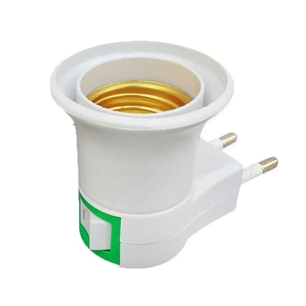1Pcs Durable E27 Bulb Socket Adapter LED Light EU Plug Lamp Base Holder Plastic with Power On-Off Control Switch Lamp Socket