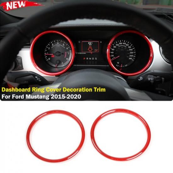 Red Interior Dashboard Cover Central Trim Decor Ring for Ford Mustang 2015-2018