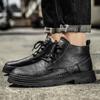 Men's Shoes Fall Versatile Men's High-Top Leather Shoes Authentic Leather British Style Ankle Boots Middle Top Working Wear Boots Men's