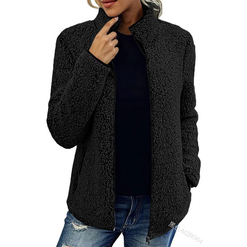 Frauen Mantel Herbst Winter Plüsch Fashion Zipper Jacken Casual Übergroßen Einfarbig Faux Pelz Warme Damen Parka Jacke