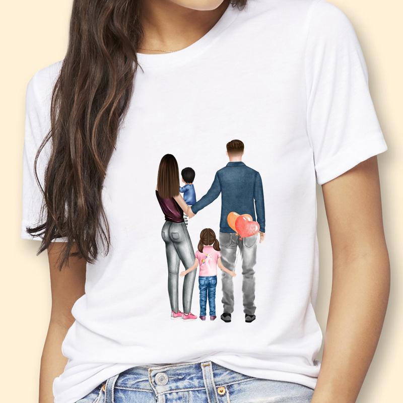 Mothers Day Theme Cute Cartoon Trend ShortSleeved Womens TShirt Polyester Fabric Simple AGeneration Style