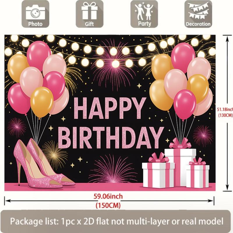 Birthday Celebration Party Banner, Polyester Photo Backdrop for Home Room Wall Decor and Gifts