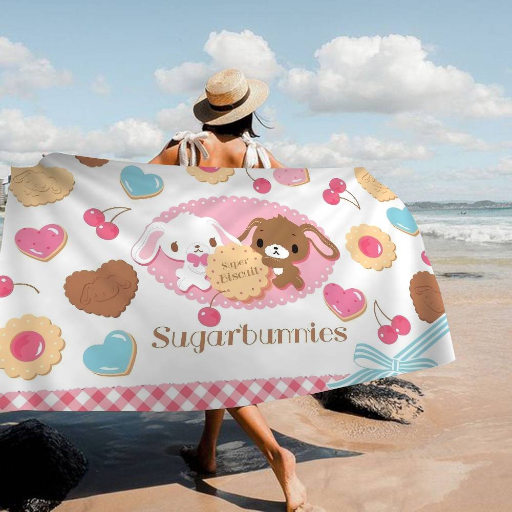 S-Sugarbunnies Soft-Kawaii Big Microfiber Beach Towels Quick Dry Towel Sand Beach Towels Pool Towel for Travel Swim Pool Yoga