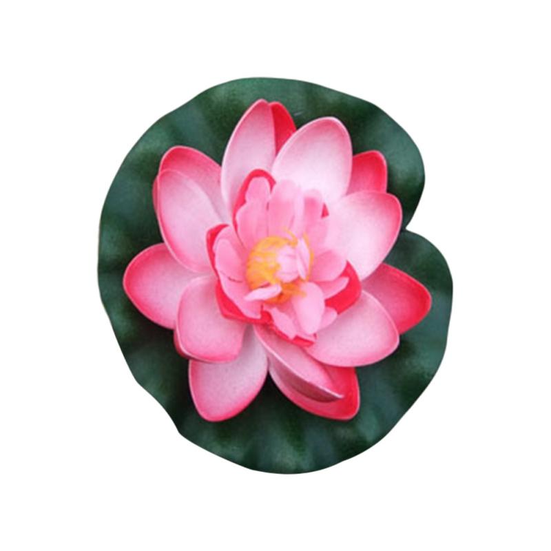 Artificial Floating Foam Lotus with Water Lily Pad Flower Lifelike Floral Ornanment for Home Garden Pond Decor Assorted Colors