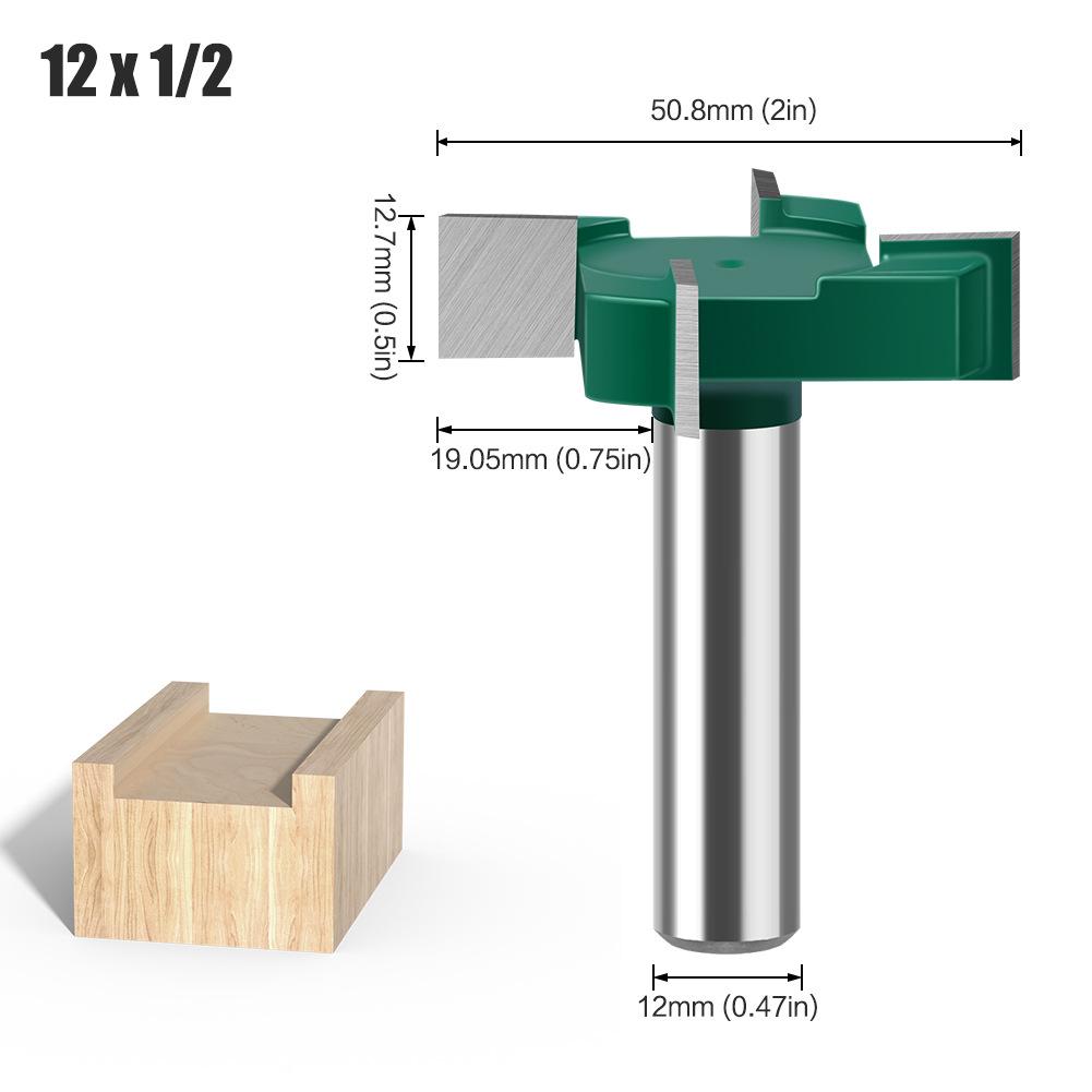 Four-Blade T-Knife Bottom Cleaning Knife Slotting Knife Woodworking Milling Cutter Engraving Machine Cutter Head Large Diameter Slotting Knife