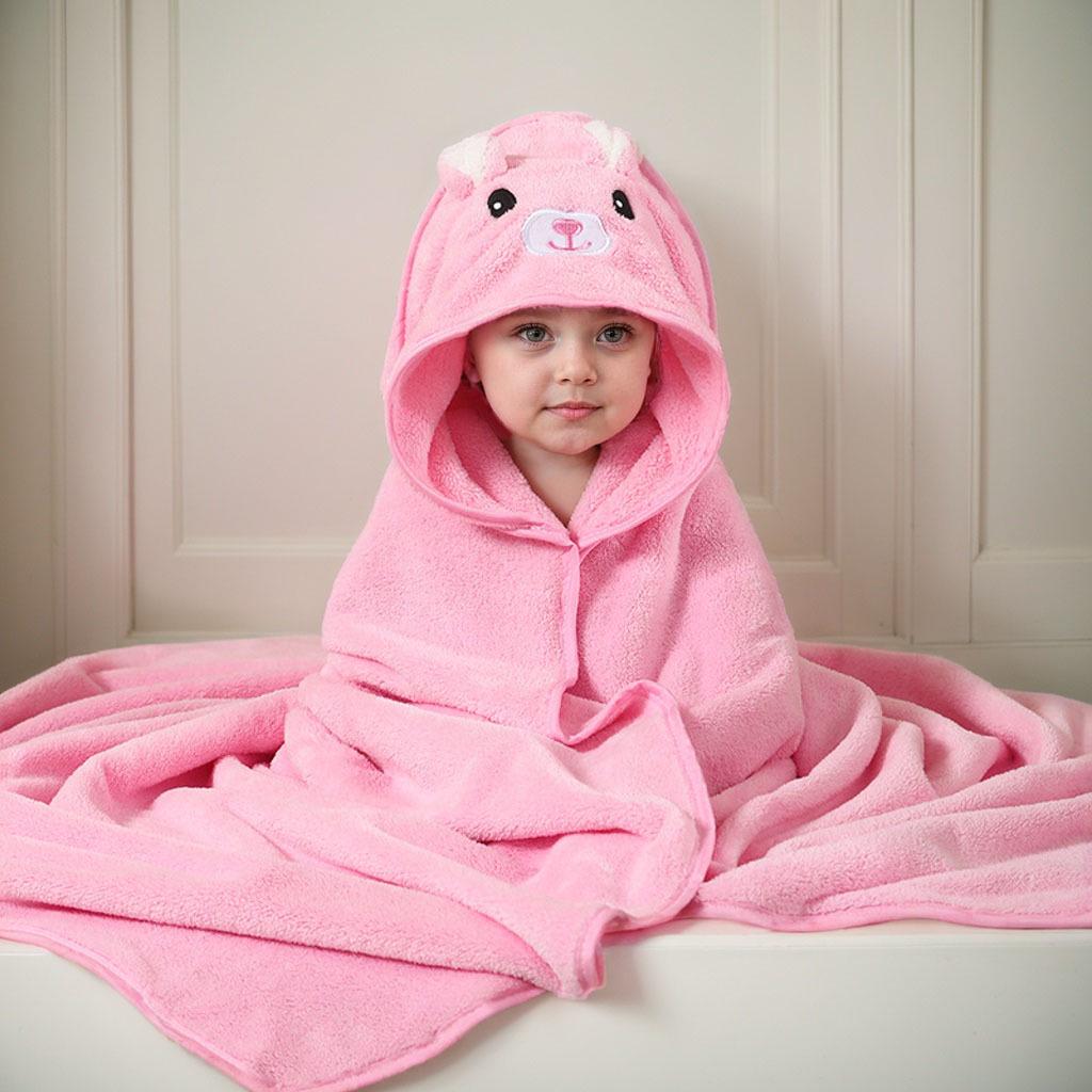 Cartoon Hooded Baby Swaddle & Bath Towel - Coral Fleece, Absorbent, Embroidered, Newborn To Toddler