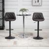 Set of 2 Adjustable Bar Stools with Backrest and Footrest, Metal Base and Faux Leather Seat, 46x48x83-104 Cm, Brown and Black