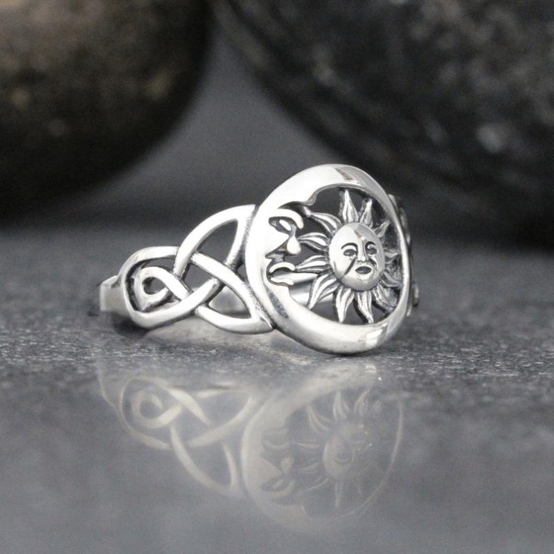 Bague Rétro Soleil et Lune pour Femme Yun Miao - Style Européen et Américain
