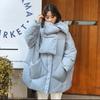 Winter Warm White Duck Down Coat Oversized Jacket Women Loose Thicken Parkas with Scarf Fashion Outwear Round Neck