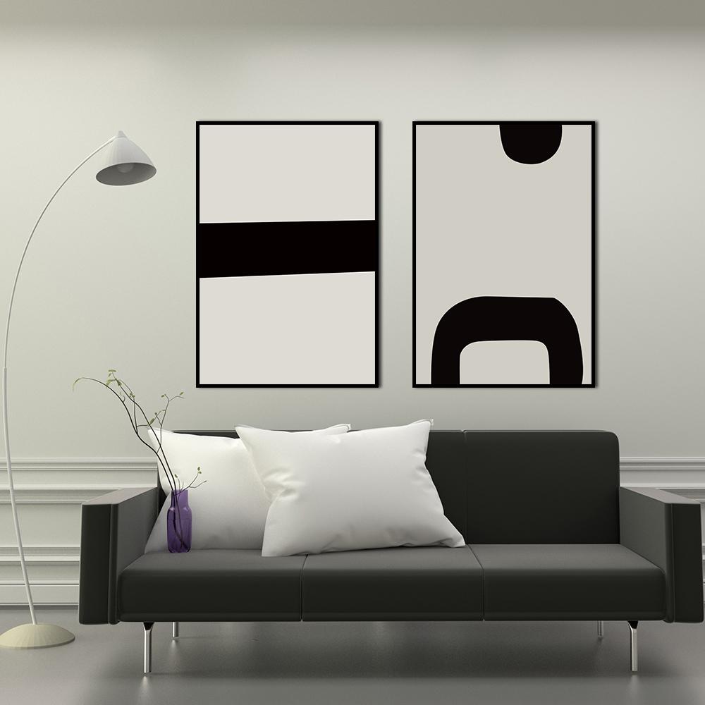 Minimalistický černý šedý obraz Canvas Print Severský nástěnný umělecký plakát Abstraktní estetický obrázek pro obývací pokoj Domácí dekorace Cuadros