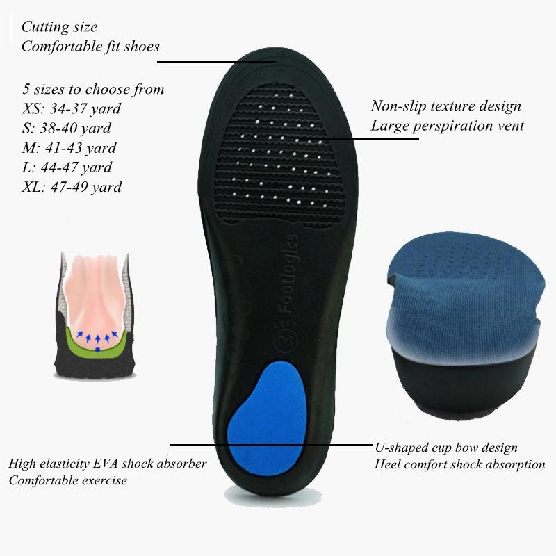 Sports Orthopedic Insoles Flat Foot Orthopedic Arch Support Insole Men and Women Shoe Pad EVA Sports Insert Sneaker Cushion Sole