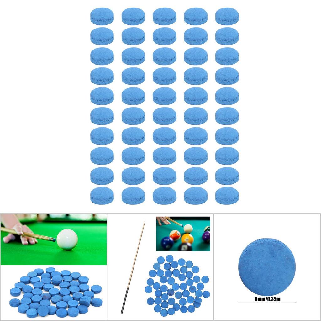 50PCS Leather Billiard Pool Cue Tips Pool Stick Replacement Accessory with Storage Box9mm