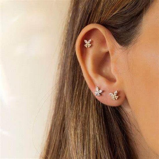 Silver Gold Cartilage Earring for Women Hypoallergenic Flat Back Earrings Threadless Helix Earring Tragus Studs 6mm Cartilage Jewelry Flatback